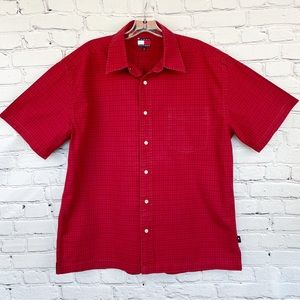 Tommy Hilfiger Short Sleeve Button Up Plaid Shirt Sz L